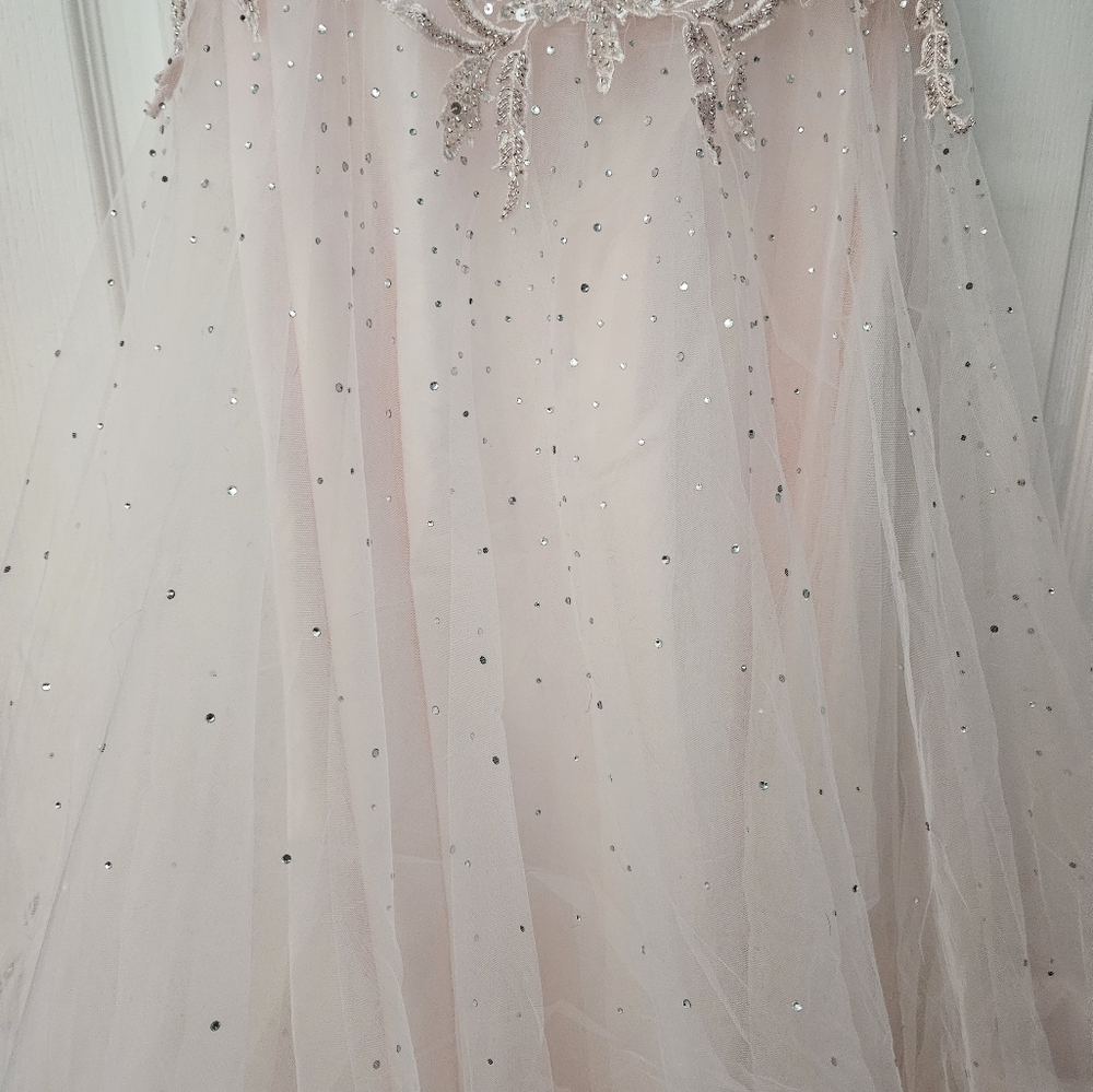 Mac Duggal Pink Ruffled Embroidered Sequins Steapless Pink Dress Size 2 NEW - Picture 4 of 12